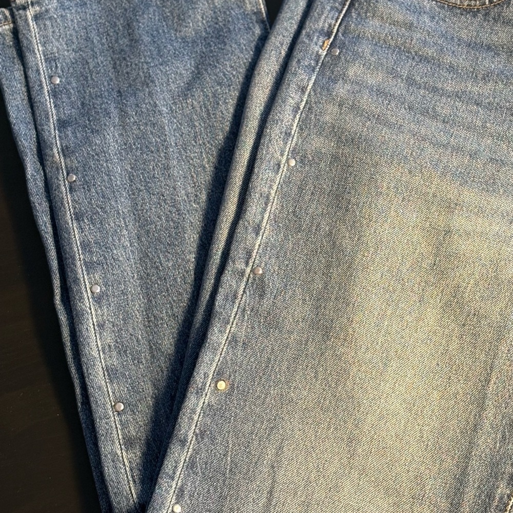 Lucky Brand Studded Straight Leg Jeans Size 8 29 Medium Wash - Picture 3 of 5